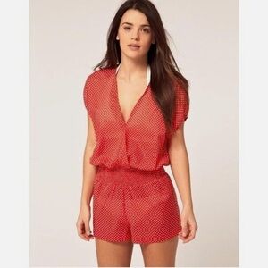 Juicy Couture Polka Dot Smocked Waistband Cover up Romper